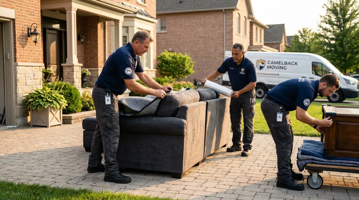 Large estate moving crew wrapping furniture in Pratt, KS