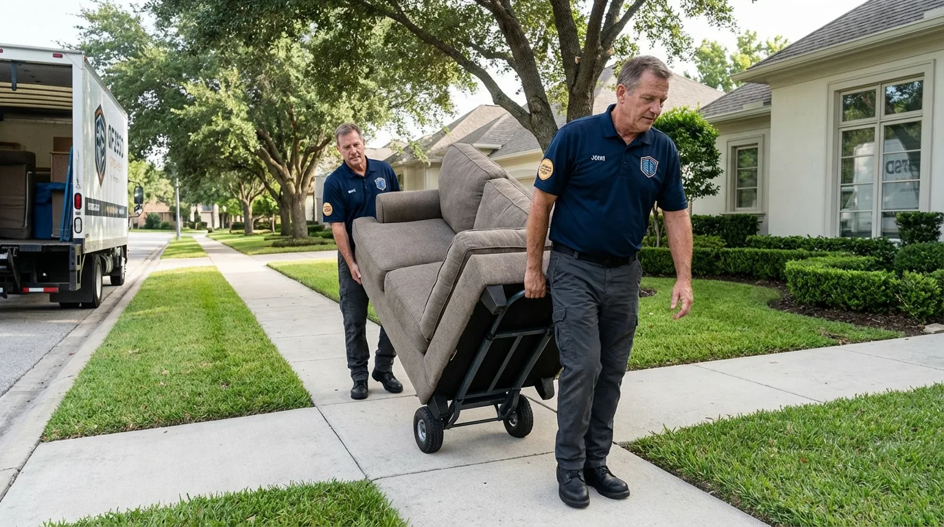 Local residential moving crew loading furniture in Pratt, KS